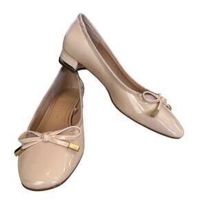 Zara Women's Beige Heeled Ballerinas eu Size 36  us 5.5-6 with Bow Detail